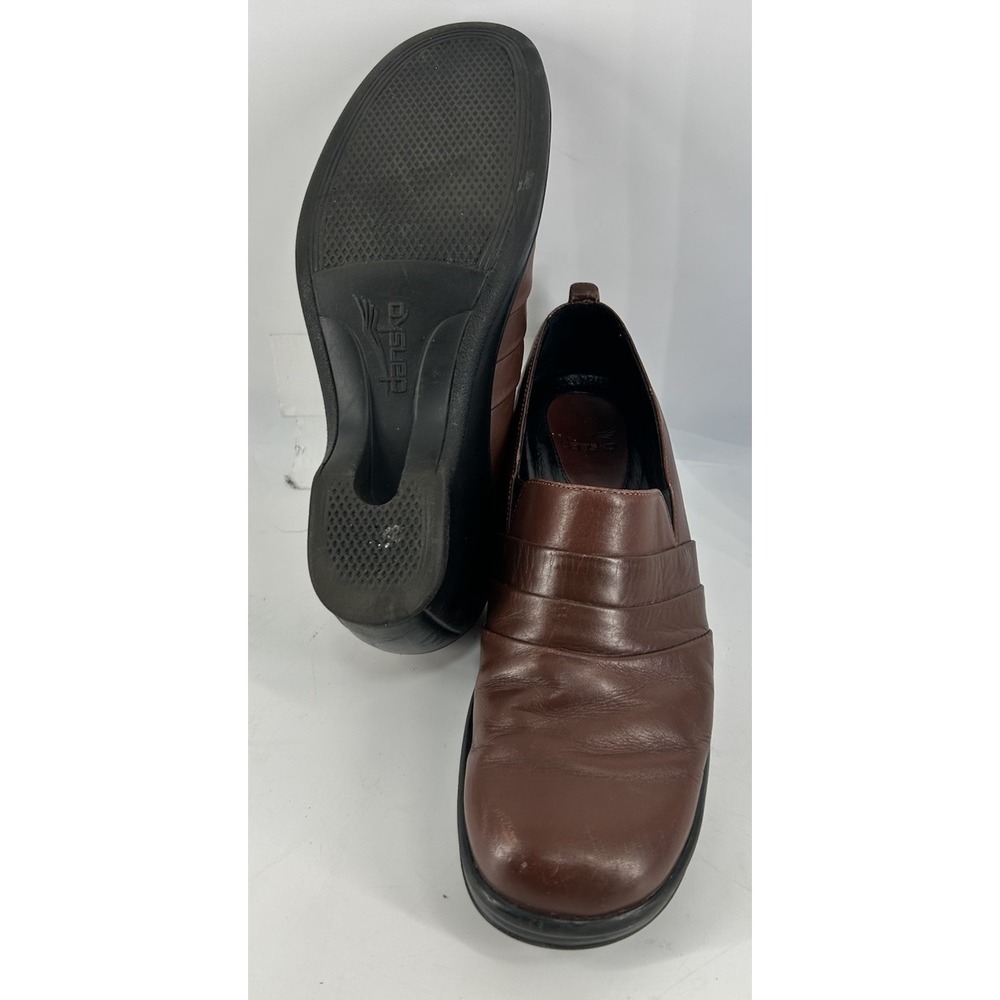 Dansko Aubrey Brown Leather Pleated Slip On Clogs Wedge Heel Women's Size 40 - Picture 5 of 5